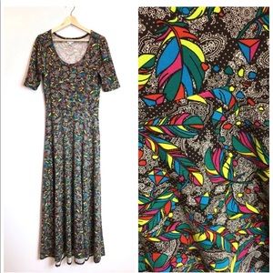 Lularoe Ana feathers print maxi dress sz M